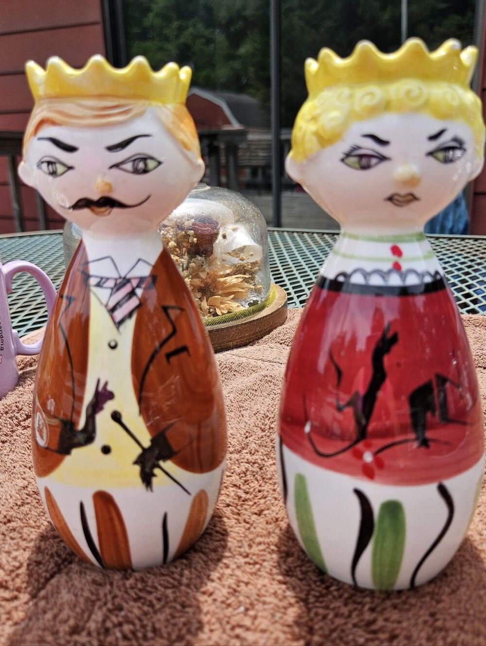 Vgt Tilso Hand Painted King & Queen Salt & Pepper Shakers Set  Missing Tops Japa